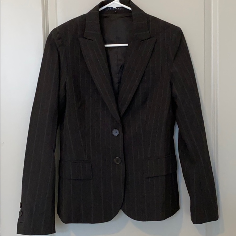 Black Pinstriped Theory Blazer